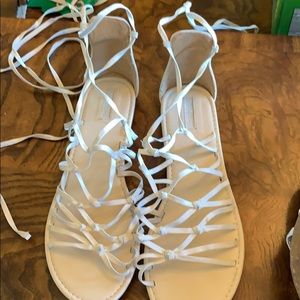 Lace up string Cream Sandals